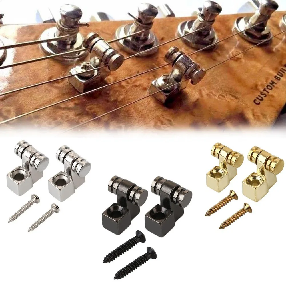 

1Pair Electric Guitar Chrome Roller String Tree Guide Stringed Instruments Accessories With Screw Strings Retainer Mounting Tree