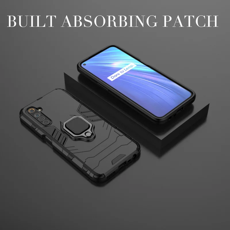 Чехол для телефона OPPO Realme 6 чехол броня PC кольцо держатель Kickstand жесткий