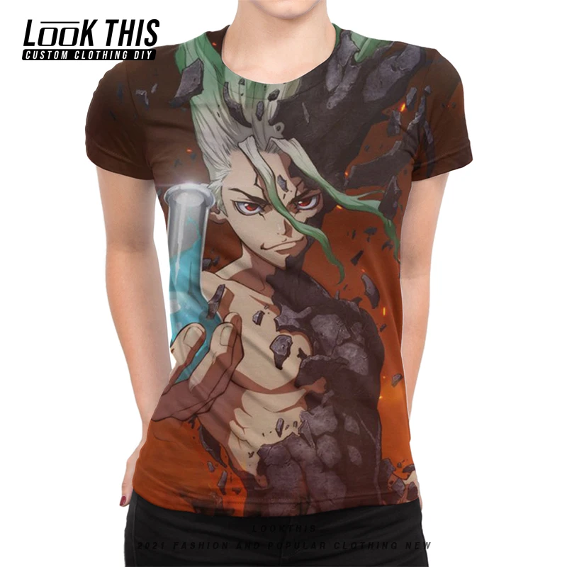

2021 Anime Dr.STONE 3D Printed Summer Tshirts Short Sleeve Cartoon Tshirt Female Oversized T-Shirt Women's T Shirt 3d Tee Tops