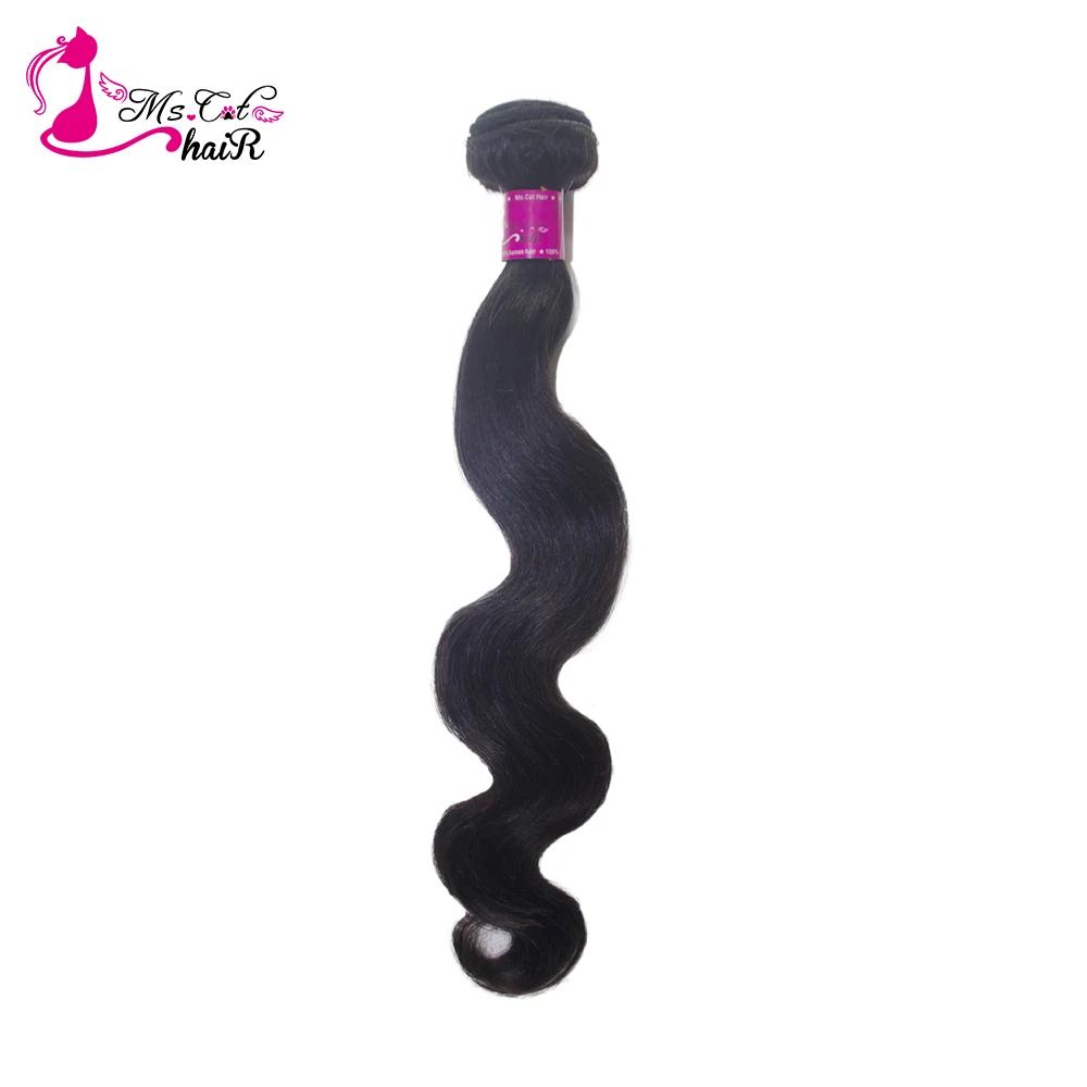 Ms Cat Hair 1 Bundles Malaysian Hair Body Wave 100% Human Hair Extension Natural Black Remy Hair Weave Bundles Free Shipping