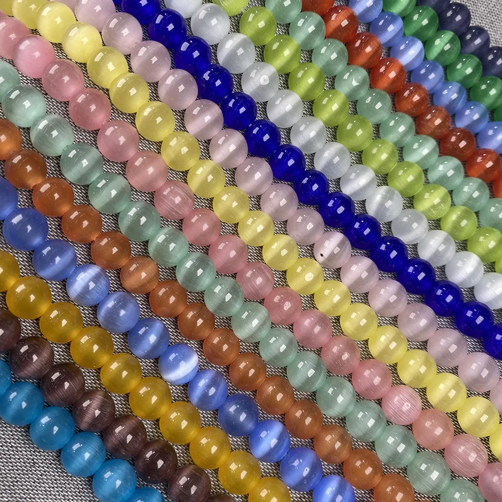 Natural Stone Beads Cat's eye Cymophane Round Loose 4/6/8/10 mm Jewelry Bracelet Making | Украшения и аксессуары