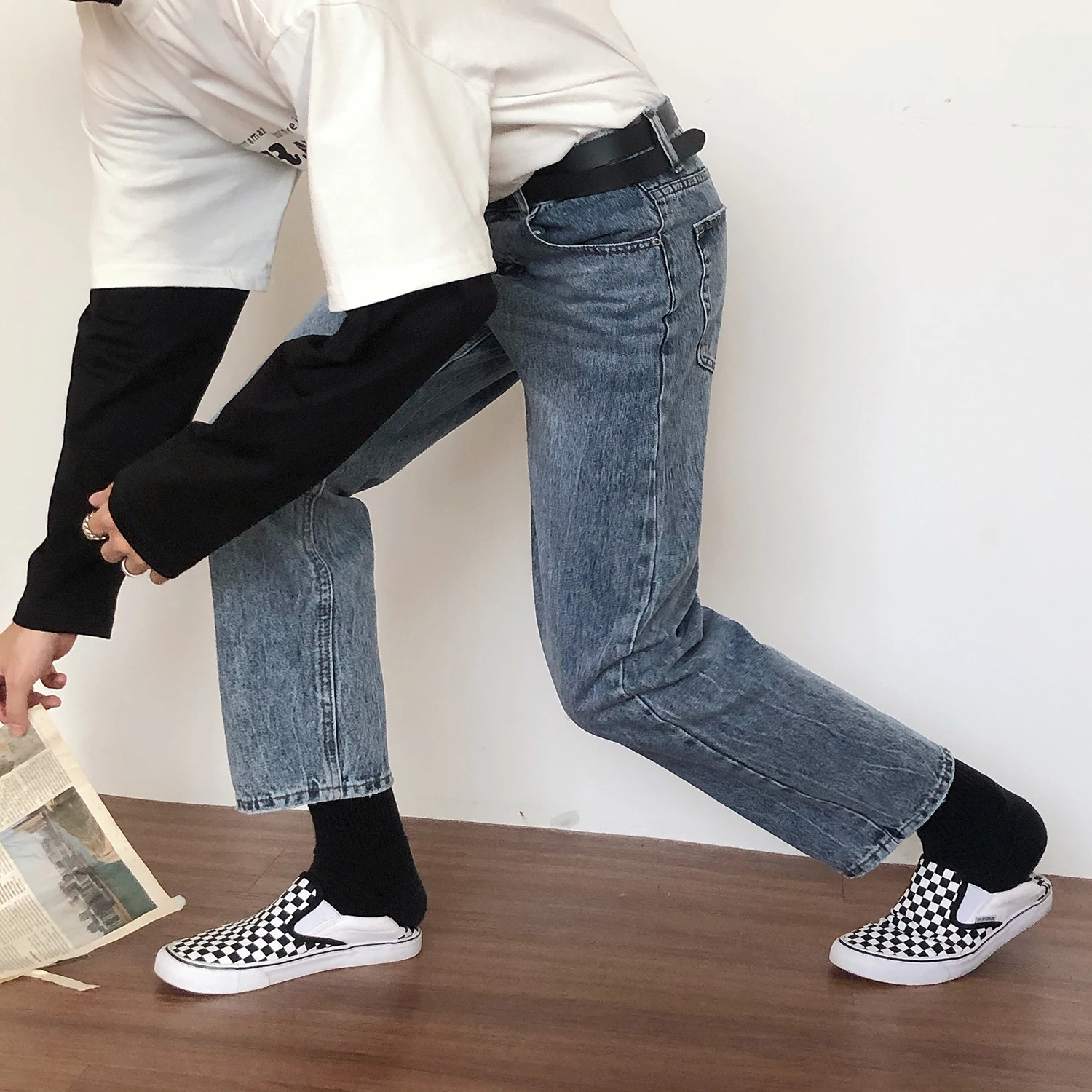 IEFB/можем грузить Для Мужчин's wearUlzzang девять частей брюки на подтяжках темно