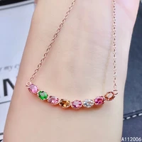 kjjeaxcmy fine jewelry 925 pure silver inlaid natural tourmaline girl new pendant necklace trendy clavicle chain support test