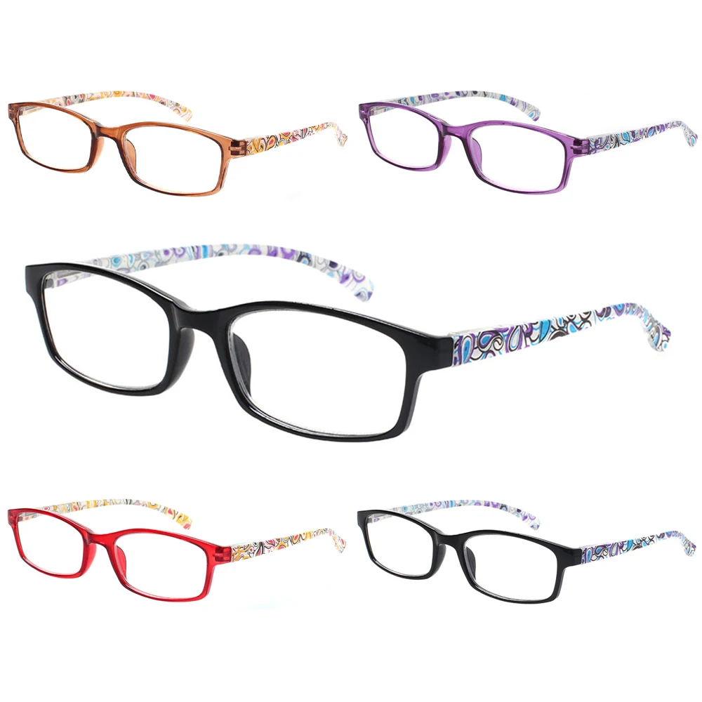 

Henotin Reading Glasses Flexible Spring Hinge Men Women Fashion Printed Mirror Legs HD Presbyopic Diopter Eyeglasses 0~600