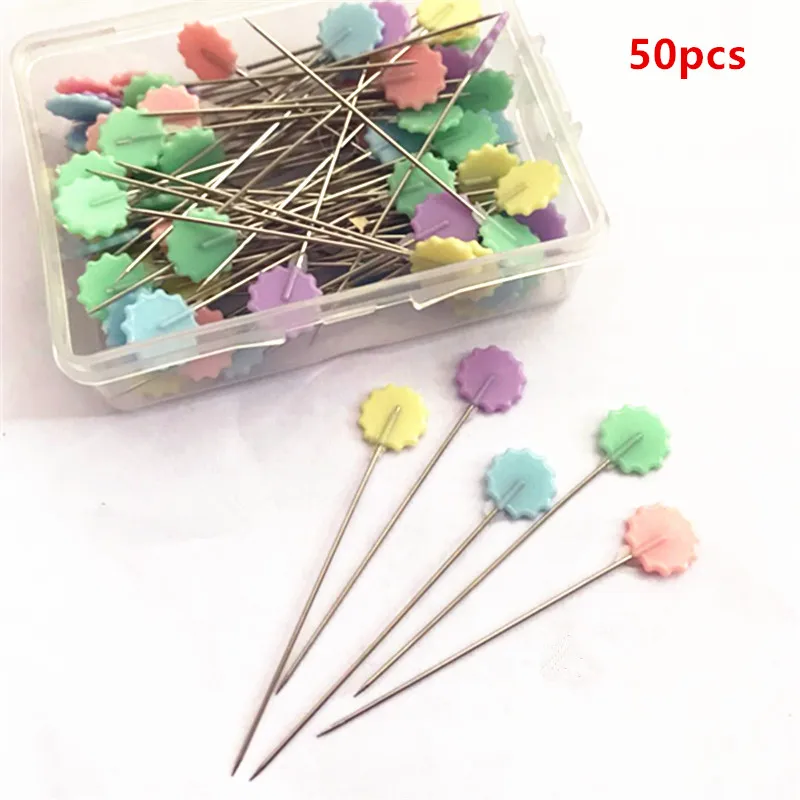 50PCS Sewing Accessories Patchwork Flower/Bow tie/Button Pins Pin With Box DIY Arts Crafts | Дом и сад