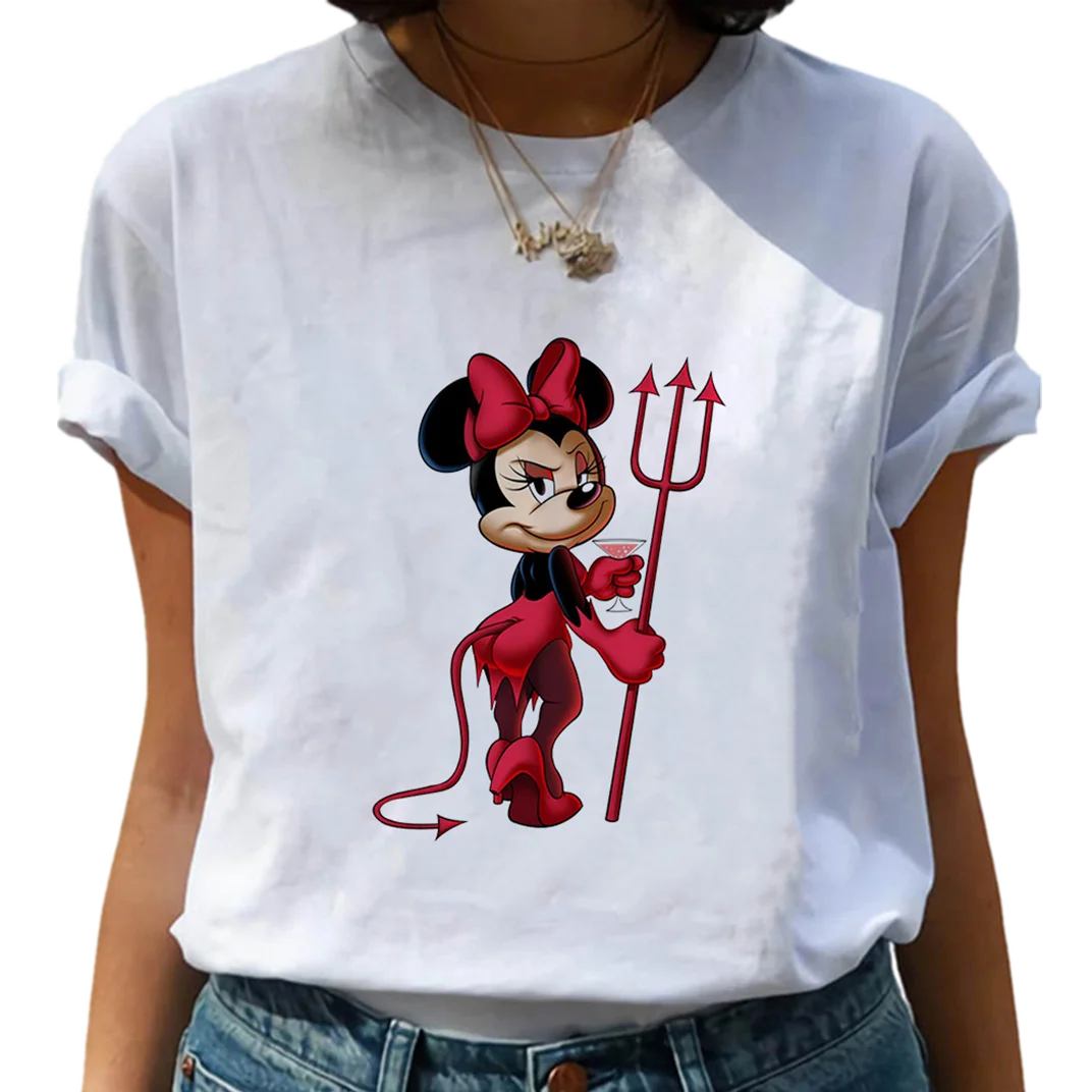 

Evil Minnie Mouse T Shirt Casual Cartoon New Women Disney Tshirt Funny Top Tee Fashion Female Clothes T-shirts Dropship