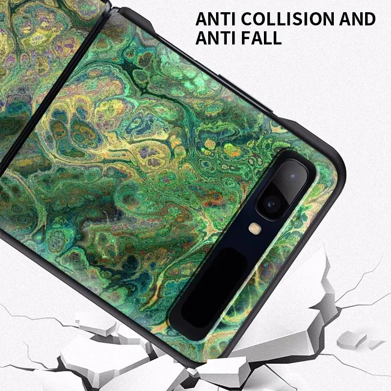 phone case for samsung galaxy z flip cover for zflip 5g cover black hard shell back luxury capa fundas colour marble texture free global shipping