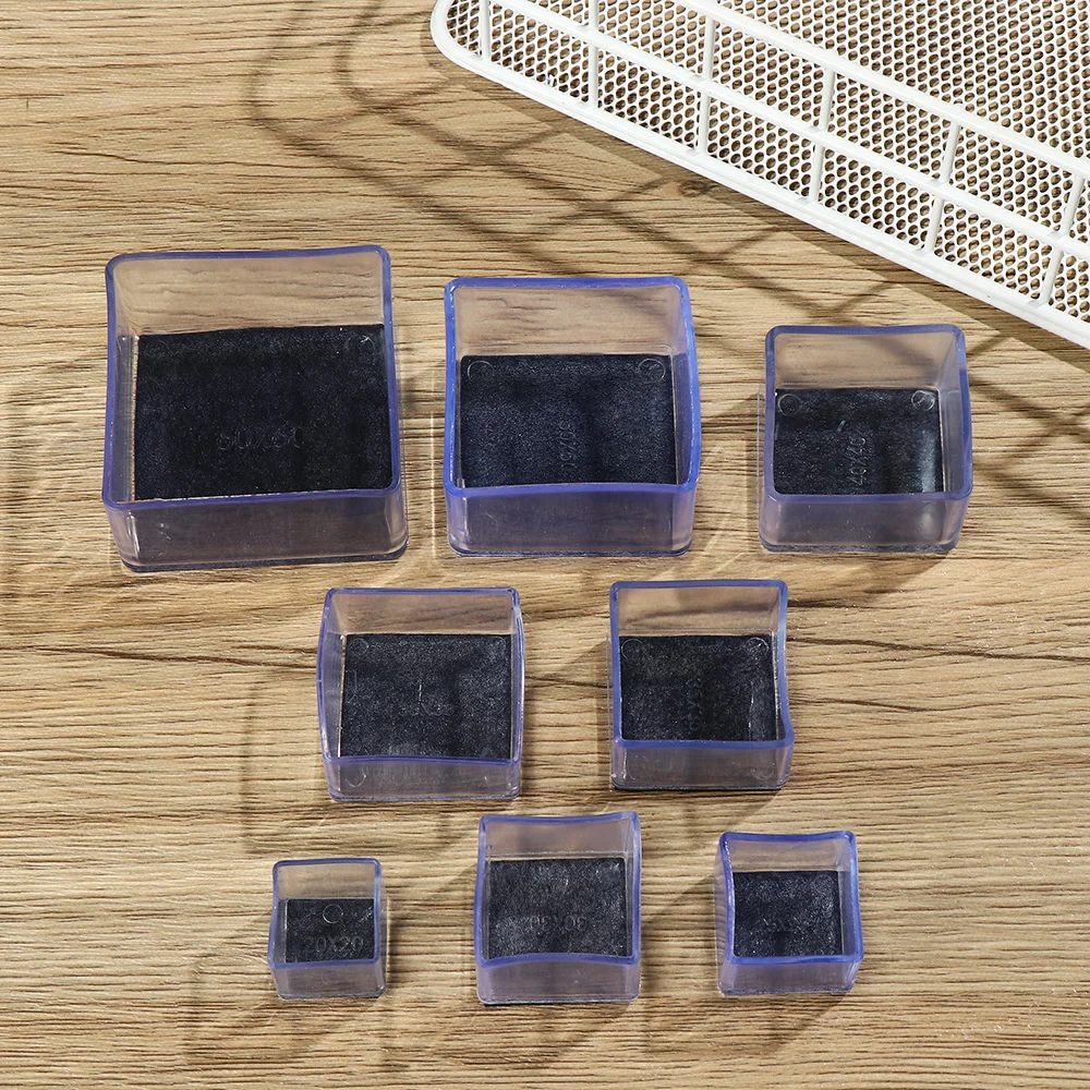 4Pcs Rubber Square Rectangle Chair Leg Caps Table Foot Dust Cover Floor Protector Pads Socks Pipe Plugs Furniture Leveling Feet