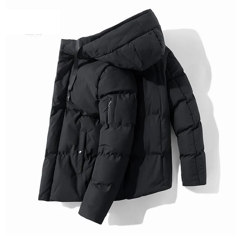 

Thicken Warm Coat Black Winter Jacket For Men Normal Length Full Sleeve Snow-outwear Overcoat Windbreake Large Size 3XL 4XL