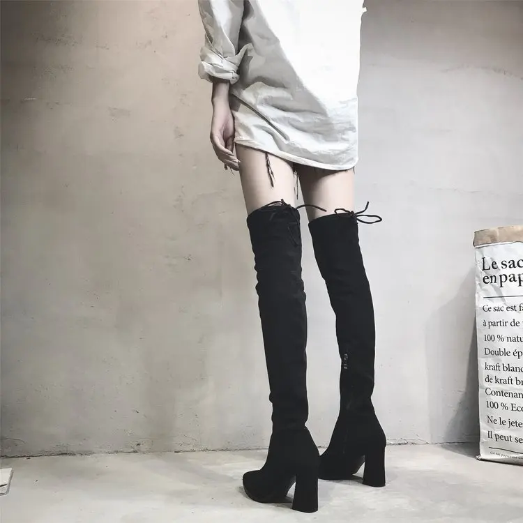 Новинка сезон осень-зима высокие сапоги женские эластичные выше колена на