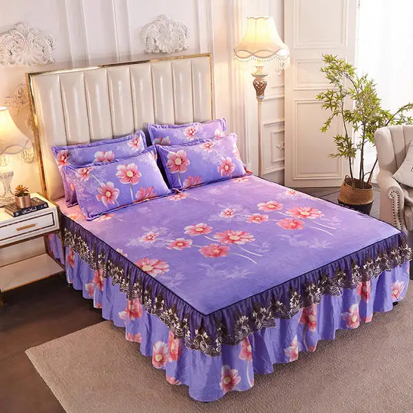 1 шт. кровать юбка на зиму теплые фланелевые Наматрасники мягкая простыня