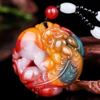 natural color jade pixiu pendant necklace jadeite charm jewelry hand carved chinese fashion accessories amulet men women gifts