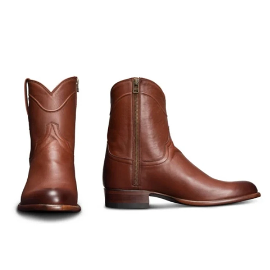 

Embroidery Botas Mujer Faux Leather Cowboy Ankle Boots for Men Wedge High Heel Boots Western Cowboy Boots Big Size 38-48