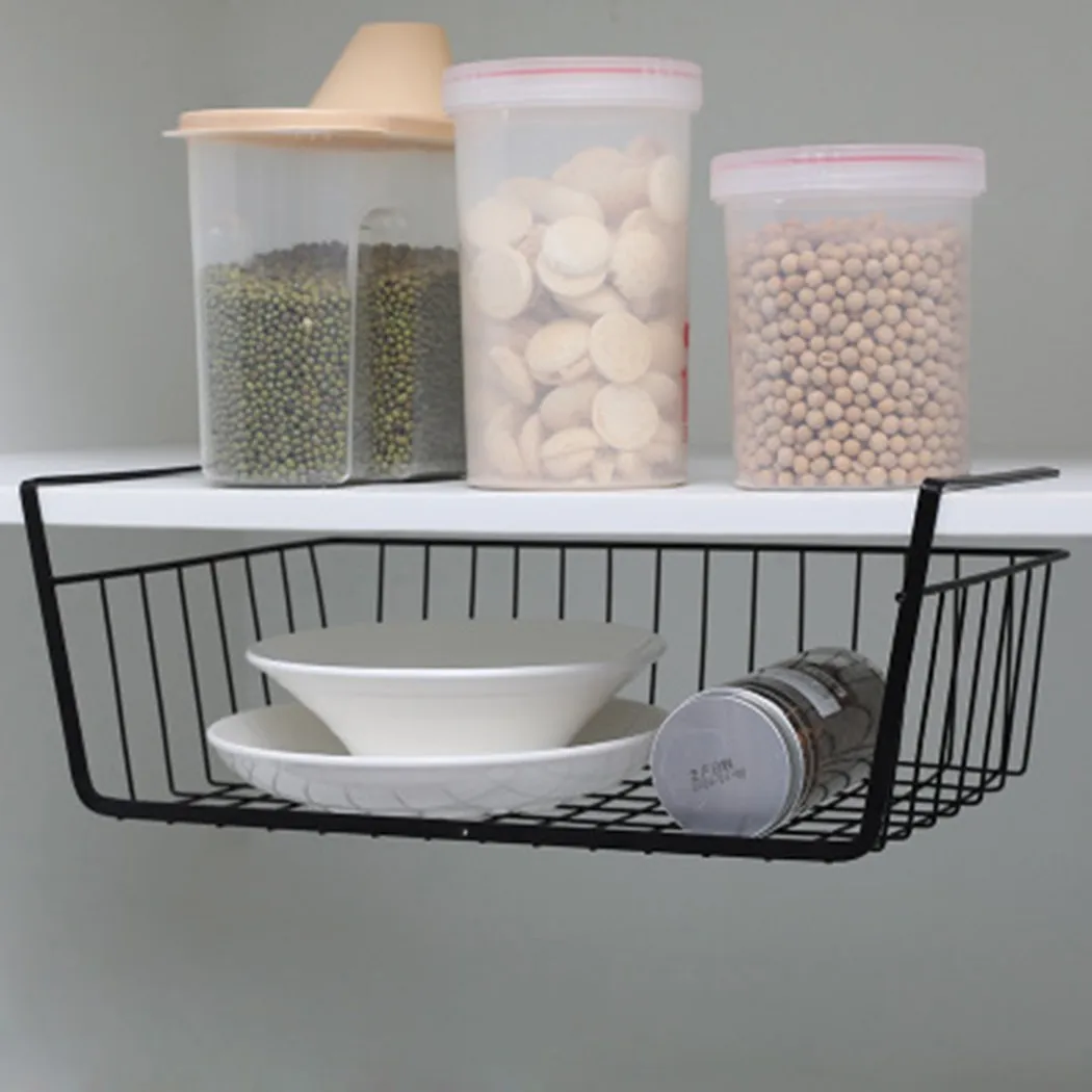 

Cupboard Hanging Under Shelf Storage Iron Mesh Basket Cabinet Door Organizer Rack Closet Holders Storage Basket Rack Organizer