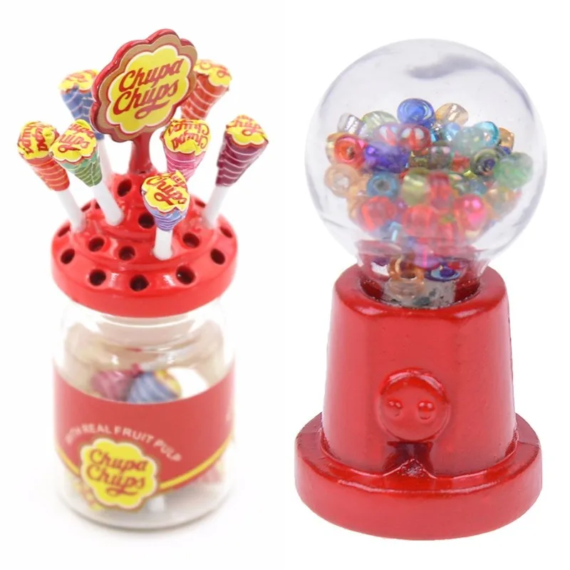 

Miniature Food Dessert Sugar Mini Lollipops With Case Holder Candy Machine For Doll House 1/12 Kitchen Furniture Toys