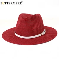 buttermere panama hat straw men women hat red light blue yellow purple caramel summer hat belt decorate sunhat chapeau sombrero