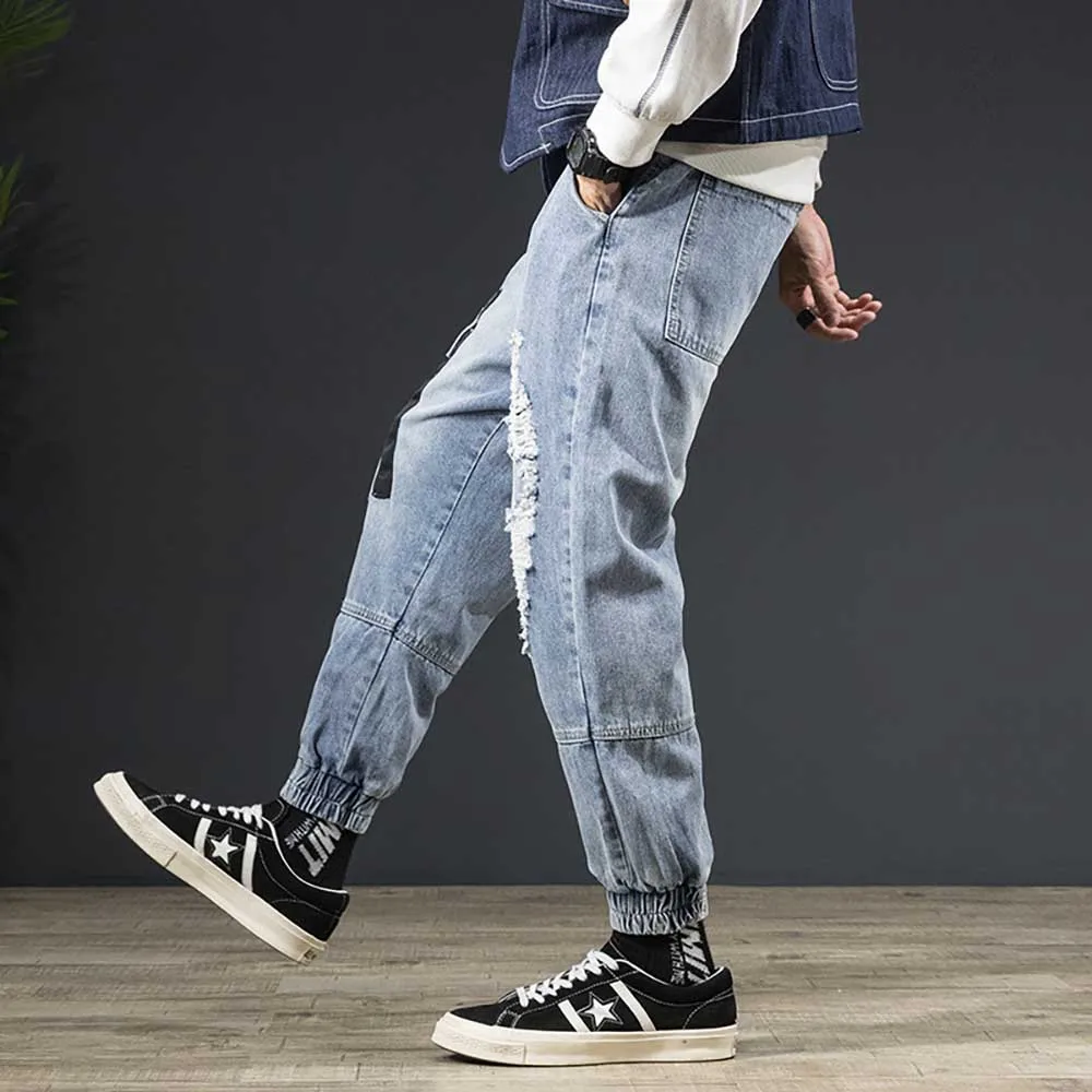 Man Jeans Cargo Pants Harem Denim Loose Baggy Trousers Big Pocket Hip Hop Men Clothes Casual Joggers | Мужская одежда