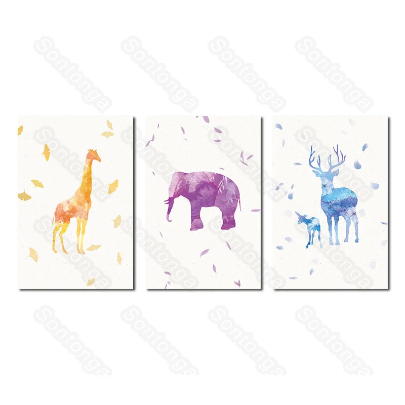 

Deer Elephant Art Poster Dormitory Poster Background Wall Decoration 3D Stereo Wall Stickers Boy Bedroom Wallpaper