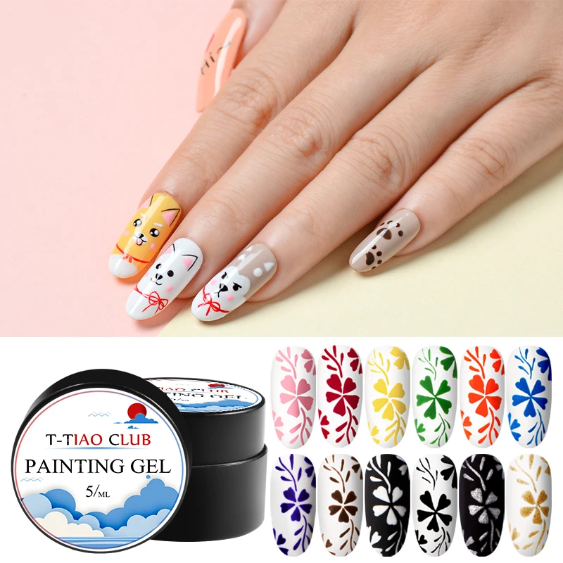T TIAO для клуба Гель лак ногтей рисования цветов металлический цвет золотистый