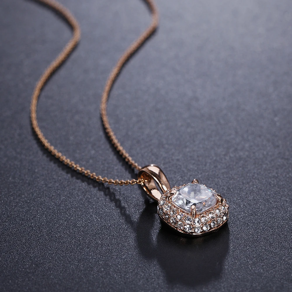 Высокое качество кубического циркония цвета розового золота ожерелья и подвески