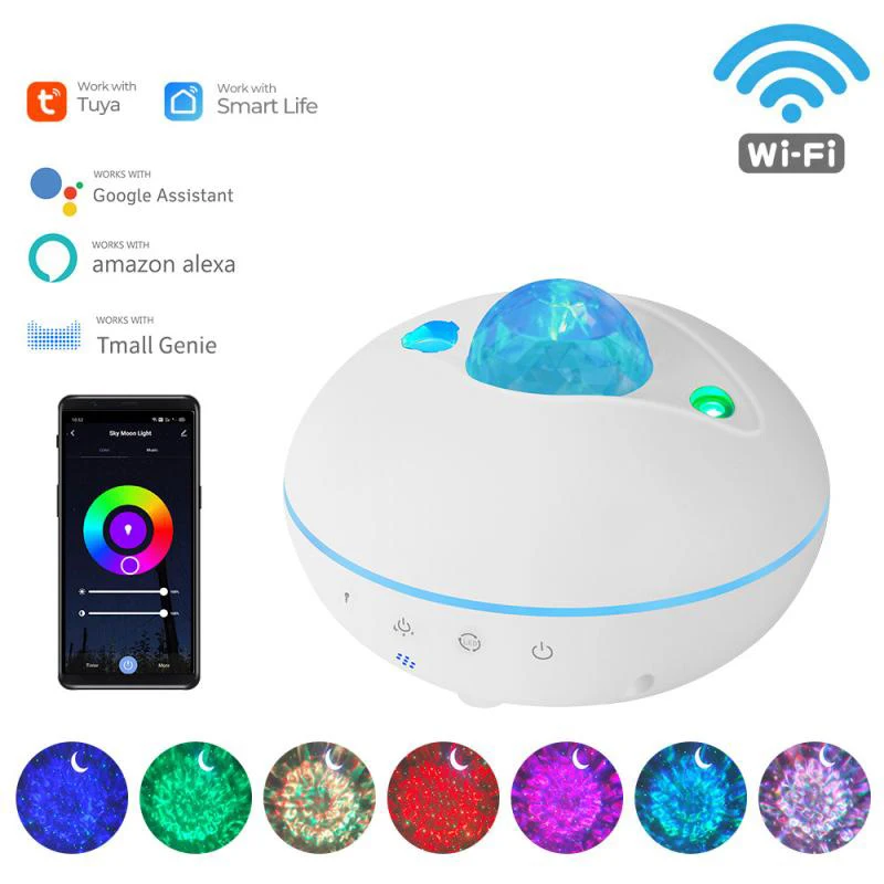 

Tuya WiFi Colorful Smart Star Projector Waving Night Light Laser Starry Sky Projector Led Wireless Control Alexa Google Home