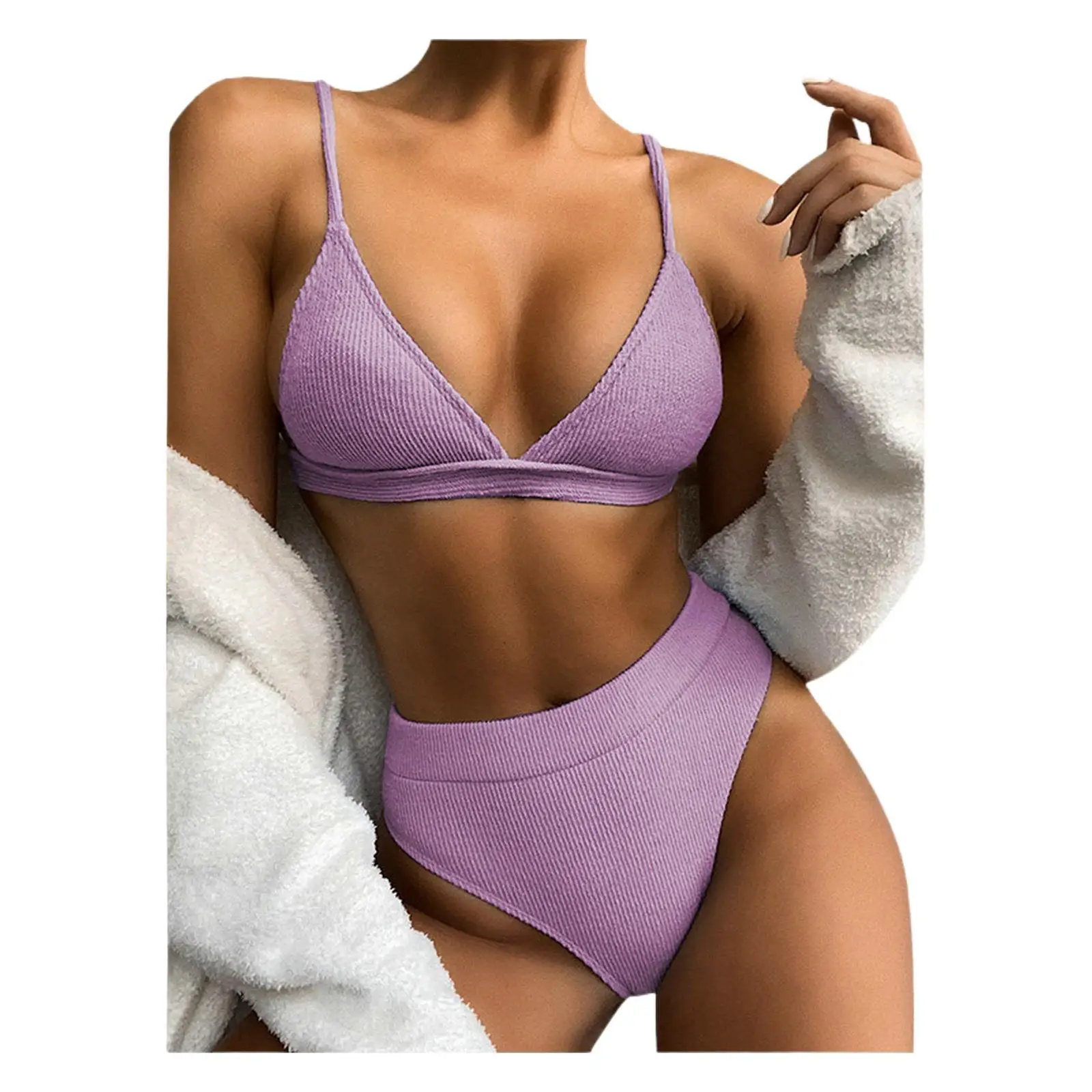 

2021 new women's sexy solid color split Swimsuit Bikini