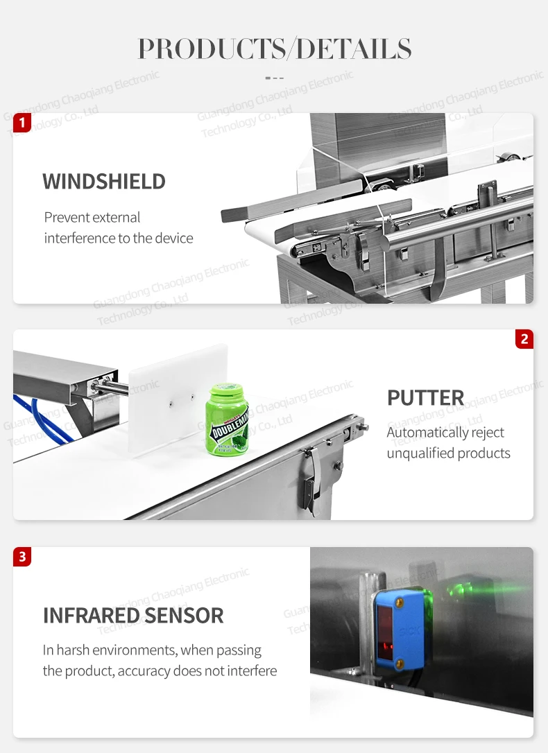 Automatic check weight for packing line high accuracy scale conveyor belt weighing scale