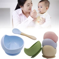 silicone stay up food bowl and spoon set with improved super suction base for baby and toddler xh8z