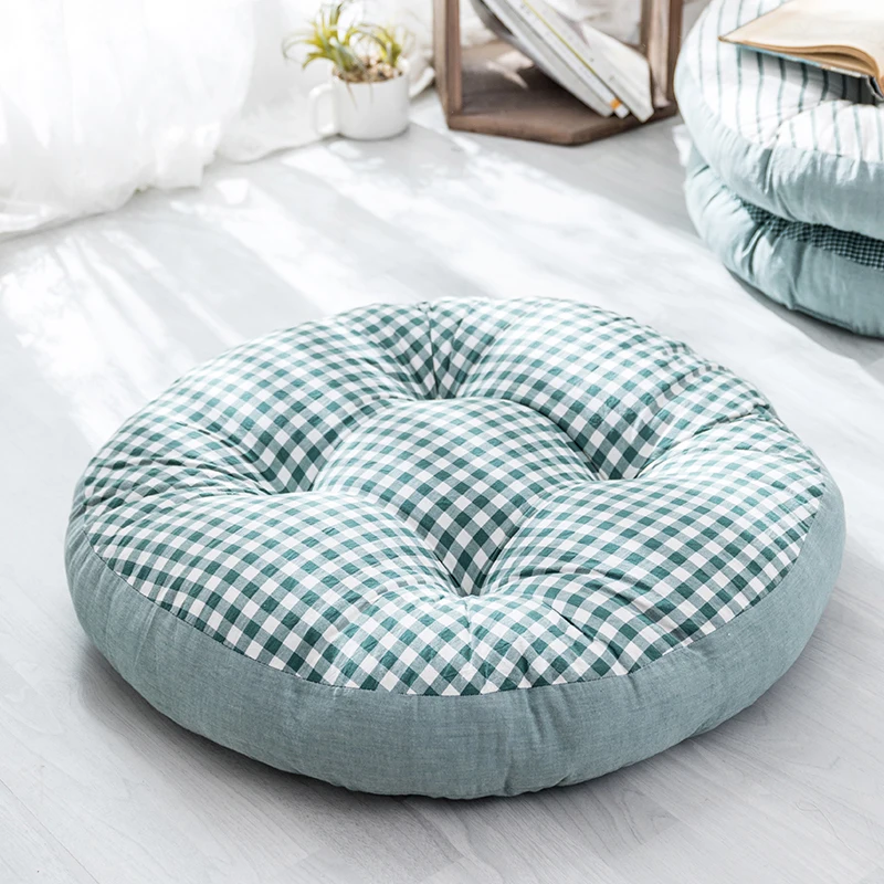

Japanese-Style Washed Cotton Fresh Tatami Mat round Futon Cotton Seat Cushion Stool Chair Cushion Meditation Cushion Fabric