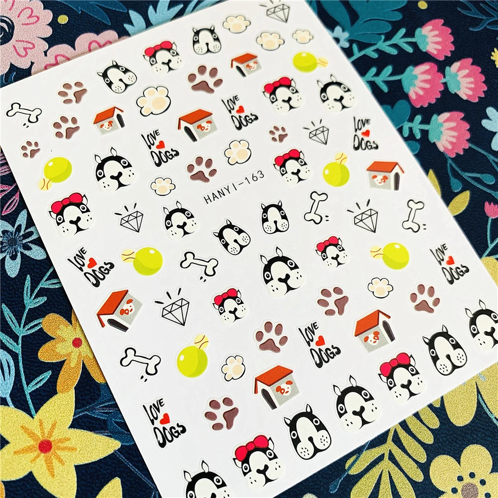 Newest HANYI-163-164 dog 3d nail art sticker decal stamping export japan design | Красота и здоровье