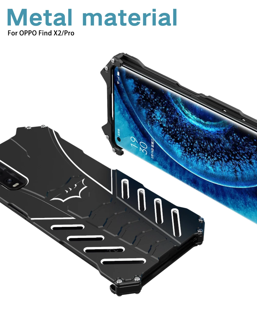 

Luxury Shockproof Aluminum Alloy Metal Case for OPPO Find X2 Pro realme X50 Reno 2 3 K1 R17 R15 A5 R9S Plus Pro