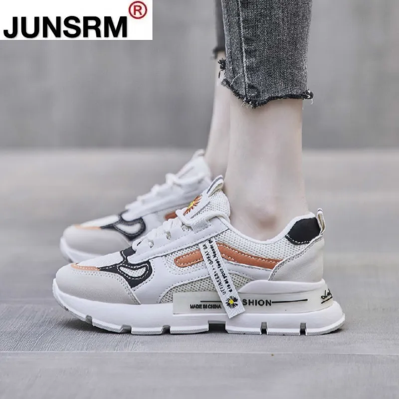 

2021 New Casual Comfortable Woman Shoes Walking Fashion Platform Woman Vulcanized Shoes Mesh Breathable Lace-up Woman Sneaker