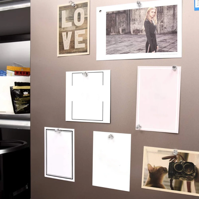 

60 Pcs Transparent netic Pin 11 x 17mm Transparent Color netic Pin for Paper Photo Calendar Fixed on Refrigerator, White B