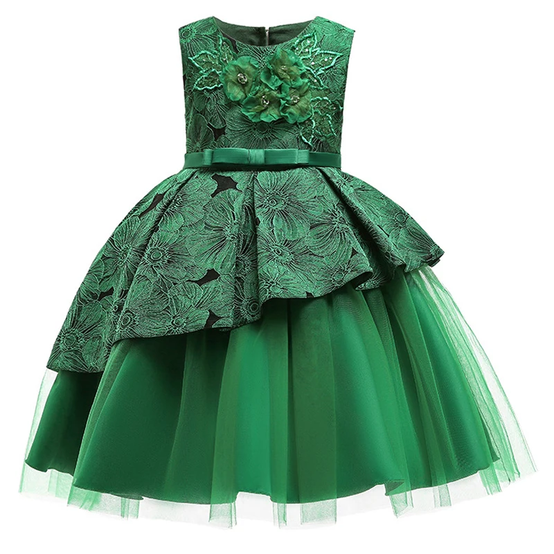 Formal Backless Dress Elegant Kids Dresses For Girls Clothing Layered Wedding Girl Dress Gown Wedding Party Princess Dress