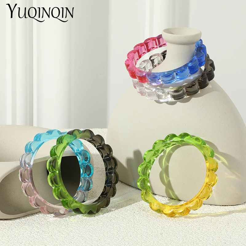 Новинка 2021 винтажные прозрачные браслеты на запястье волнистый Акриловый