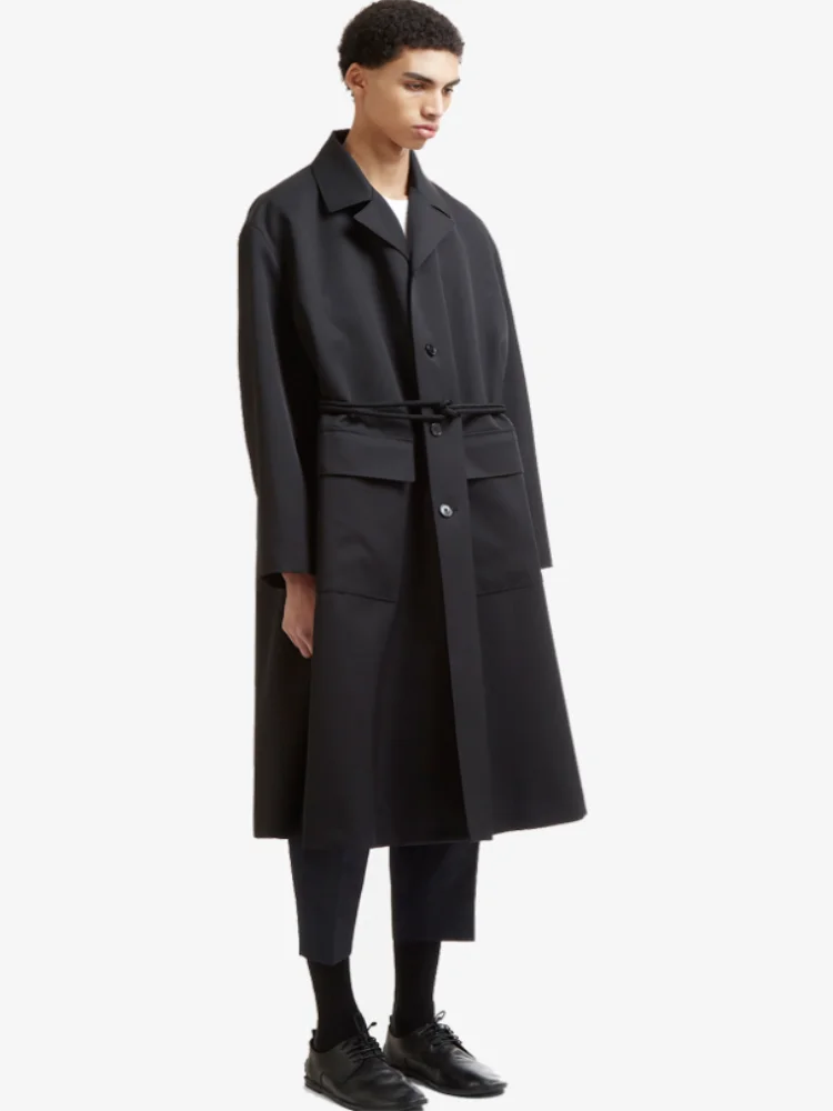 

Men's Trench Coat Spring New Color Lapel Single Breasted Double Pocket Design Super Loose Long Youth Fashion Men's Wear