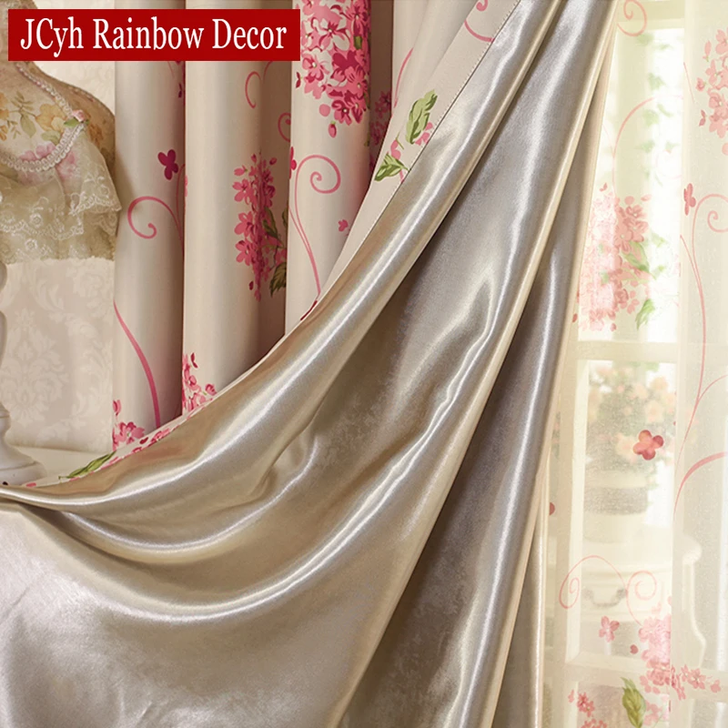 Современные розовые светонепроницаемые занавески с цветочным рисунком для