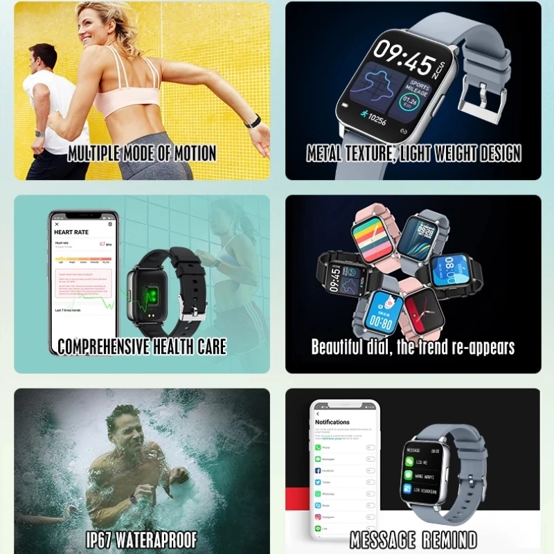 

Men Women Smart Watch Heart Rate Blood Pressure Blood Oxygen Music Control Sports Health Sleep Monitoring For ios Android