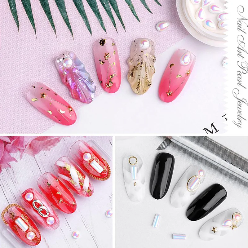 Мини бисер для ногтей 1 коробка размер жемчуга микро Стразы 3D Блеск стразы