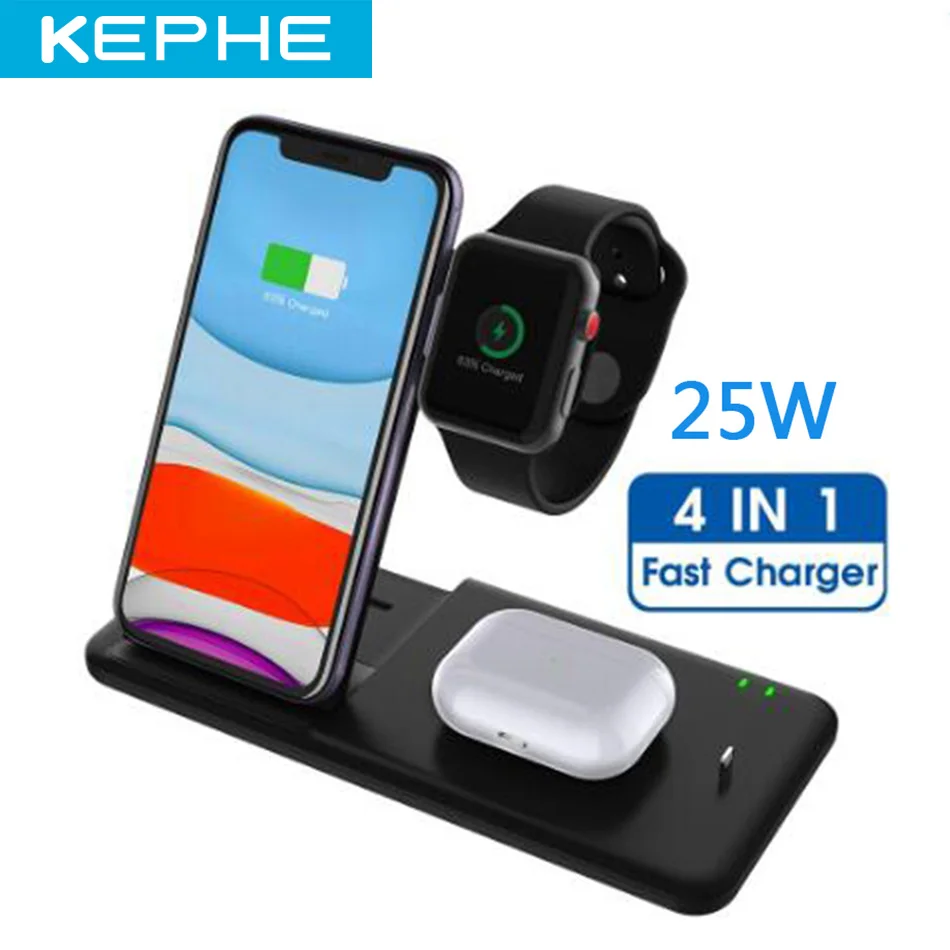 Зарядная Станция 4 в 1 для Apple Watch быстрая Беспроводная зарядка Qi док станция iWatch 5 3