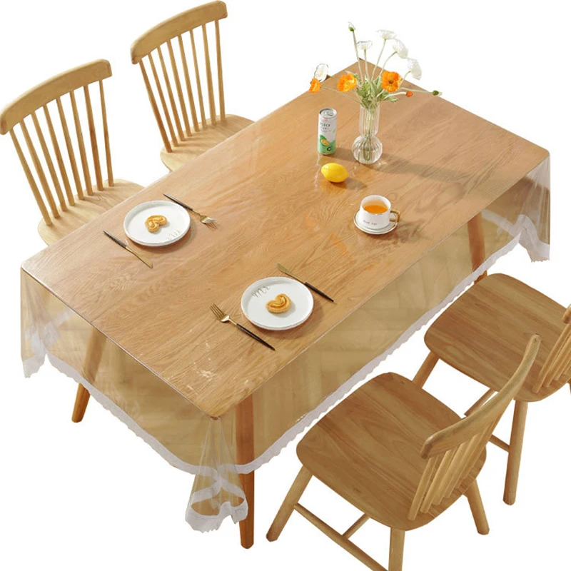 Lace Clear Tablecloth Transparency PVC Table Cloth Vinyl Waterproof Oilproof Kitchen Dining Cover for Rectangular | Дом и сад