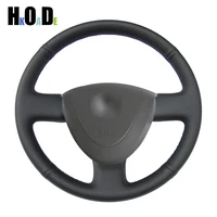 hand stitched black artificial leather car steering wheel cover for honda city 2002 2008 fit jazz 2001 2007