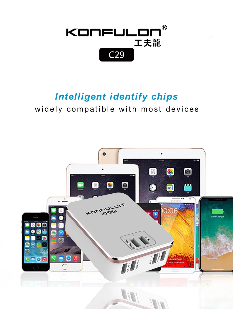 6USB выходы мобильный телефон зарядное устройство 30 Вт Быстрая зарядка QC3.0