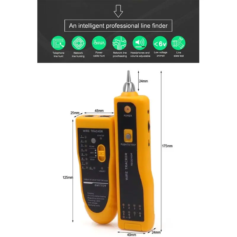 Тестер кабеля Lan Cat5 Cat6 RJ11 RJ45 Utp Stp детектор локатор линии трекер набор для
