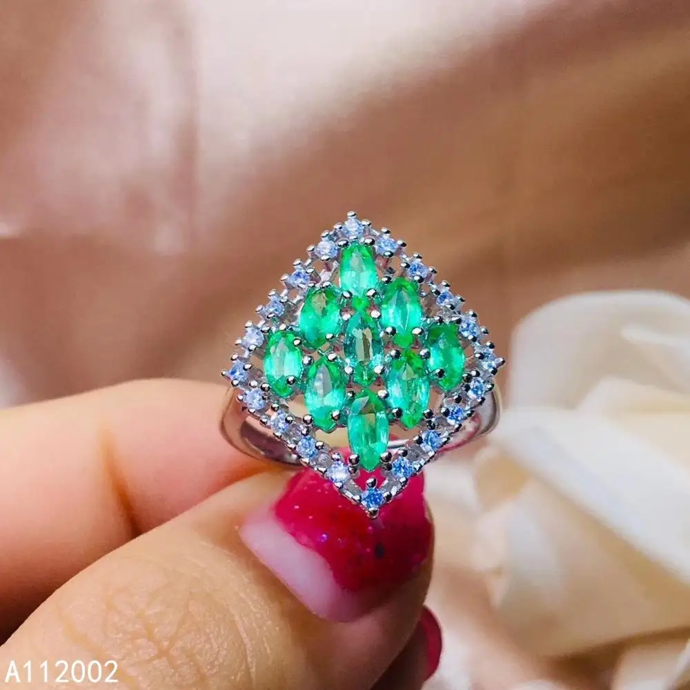 

KJJEAXCMY fine jewelry natural Emerald 925 sterling silver new adjustable gemstone women ring support test beautiful elegant