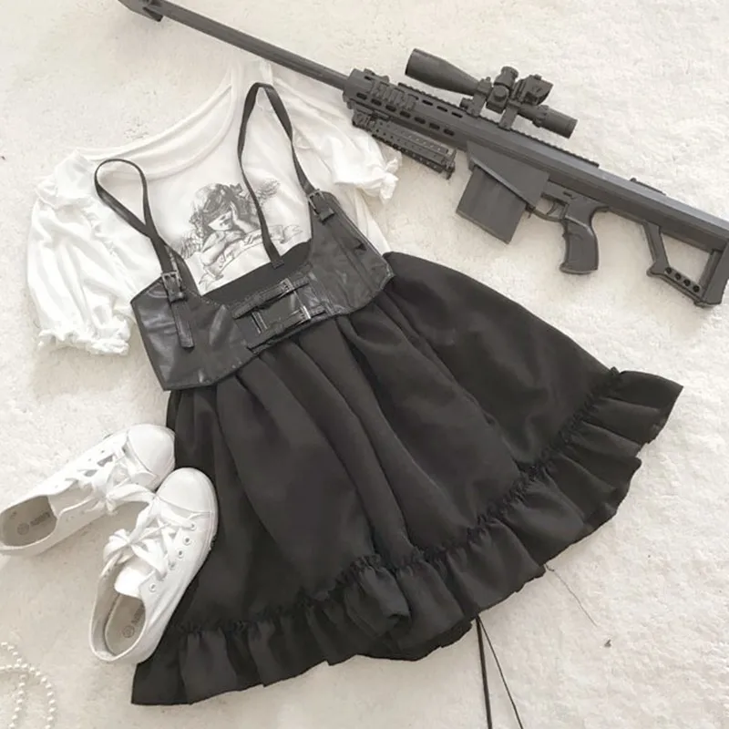 

Princess tea party sweet lolita skirt soft girl high waist victorian set skirt+belt kawaii girl gothic lolita cos loli cosplay
