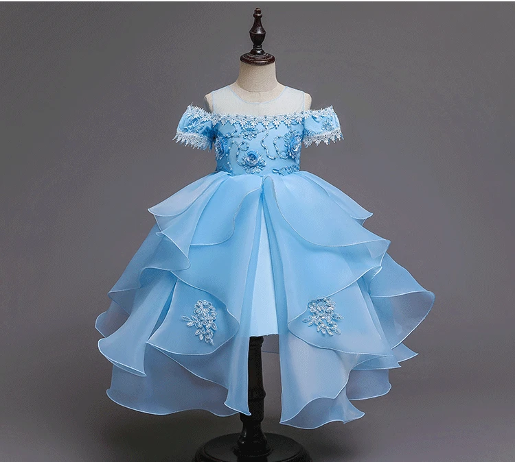 Платье с бусинами и открытыми плечами для девочек на день рождения|Цветочные