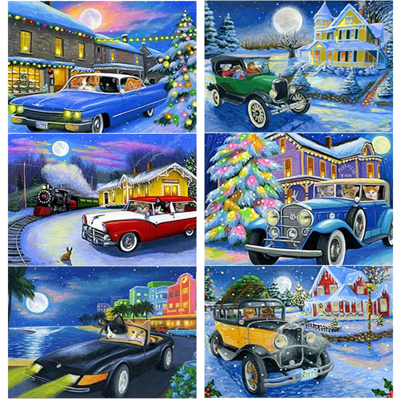 

New 5D DIY Diamond Painting Car Diamond Embroidery Winter Cross Stitch Full Square Round Drill Crafts Home Decor Manual Art Gift