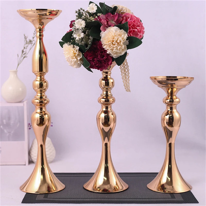 

Metal Candle Holders Flowers Vase Candlestick Centerpieces Road Lead Candelabra Centerpieces Wedding Christmas decoration