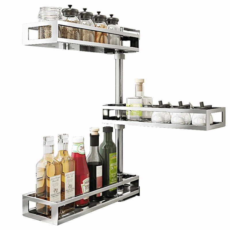 

Вращающаяся Полка для специй Kichen без отверстий, из нержавеющей стали, высококачественные настенные полки для хранения, аксессуары для кухн...